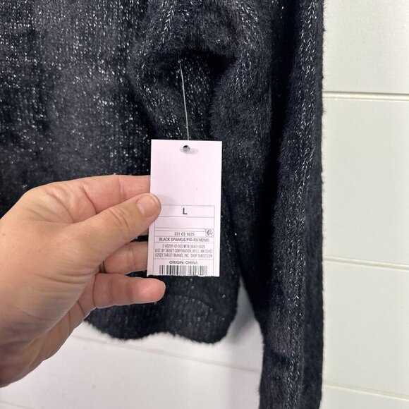 Wild Fable Sparkle Mock Neck Cropped Pullover Sweater Black sz L - Picture 5 of 8